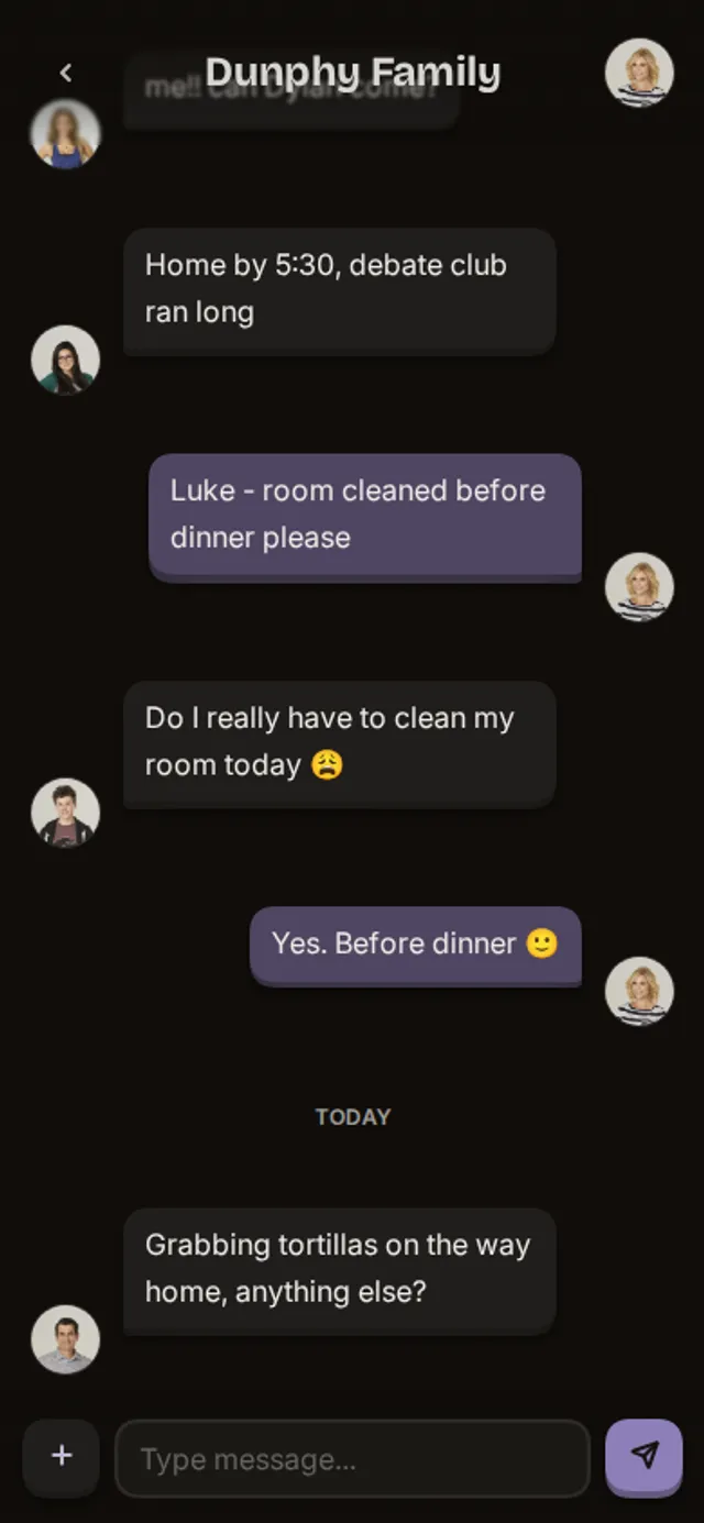 App screenshot of a chat conversation
