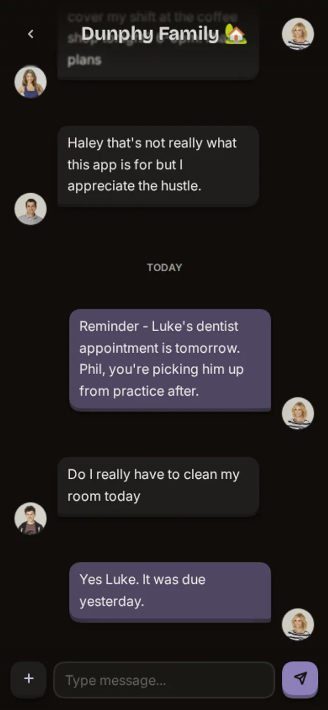 App screenshot of a chat conversation