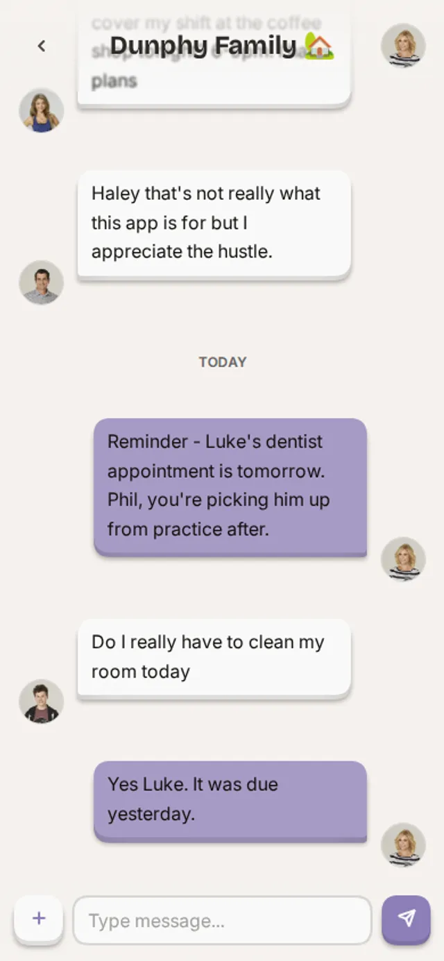 App screenshot of a chat conversation