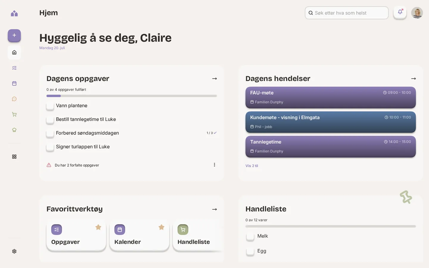 Yem-hovedsiden i et nettleservindu